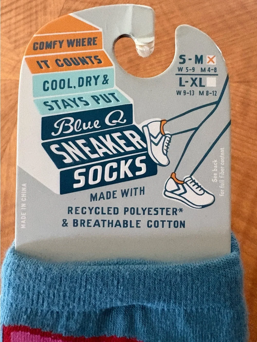 BlueQ Novelty Socks with Pink & White Graphic Text